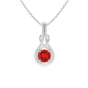 1 CT. Round Ruby Solitaire Infinity Knot Pendant