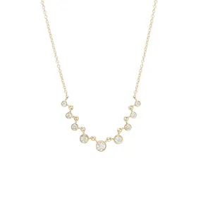 14k 9 Linked Graduated Diamond Bezel Necklace