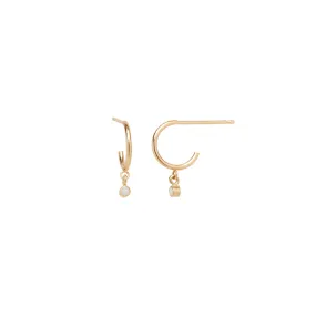 14k Dangling Opal Huggie Hoops | October Birthstone