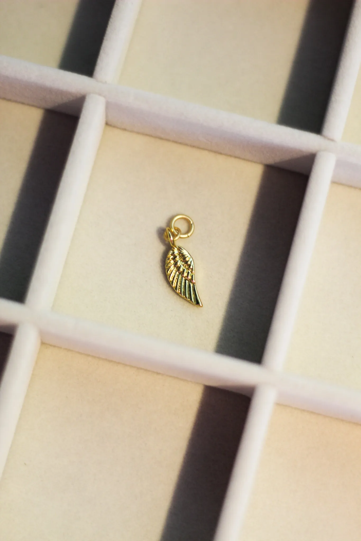 14k Gold Charm Bar- Angel Wing