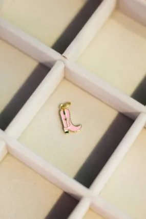 14k Gold Charm Bar- Pink Boots