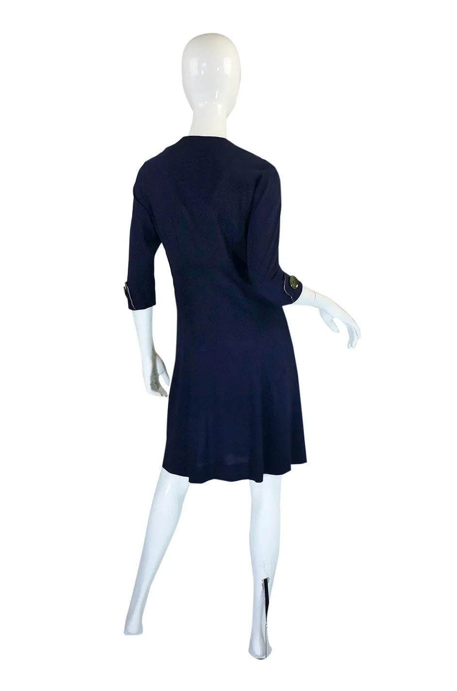 1940s Asymmetrical Button Swing Dress