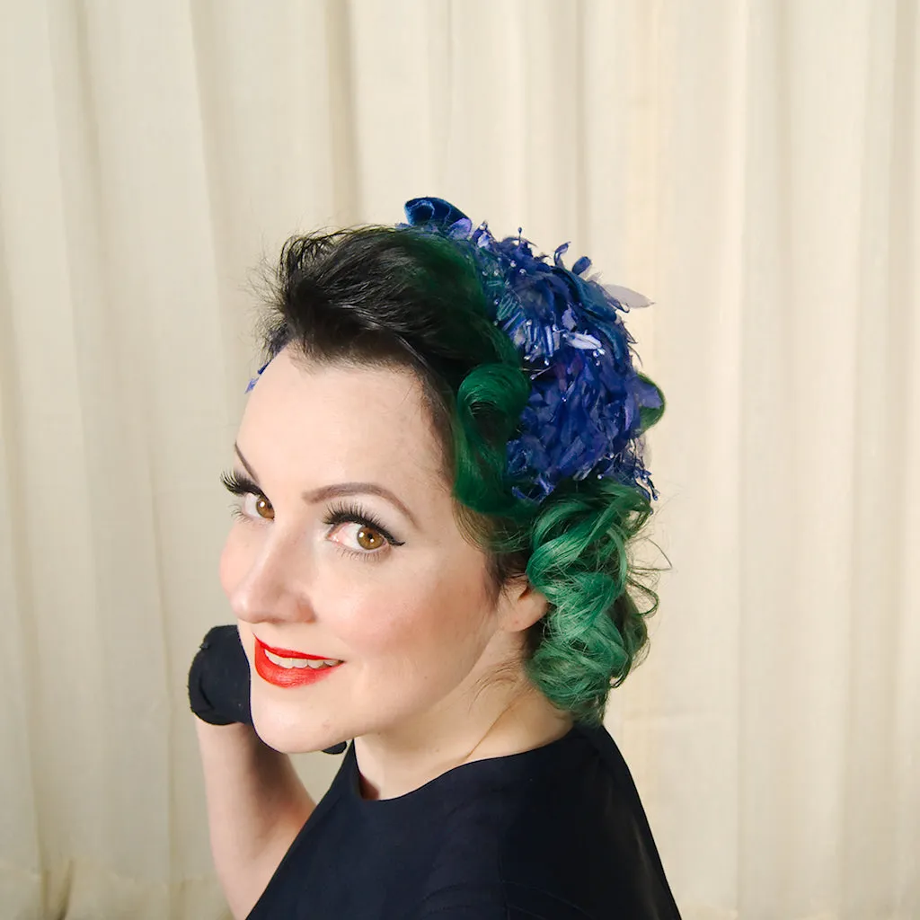 1950s Blue Floral Crescent Hat