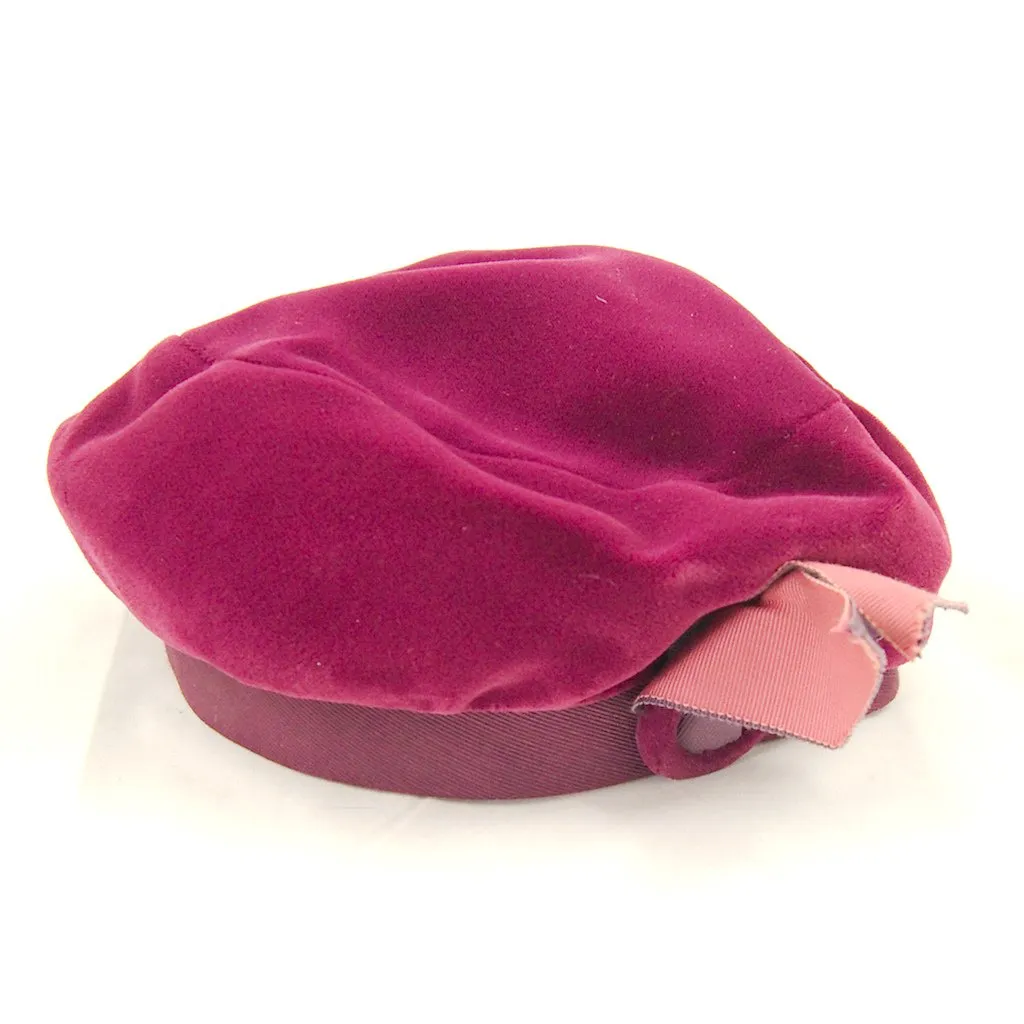 1950s Plum Velvet Beret Hat