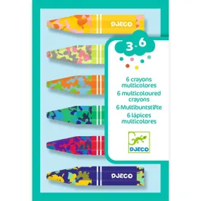 6 Multicoloured Flower Crayons