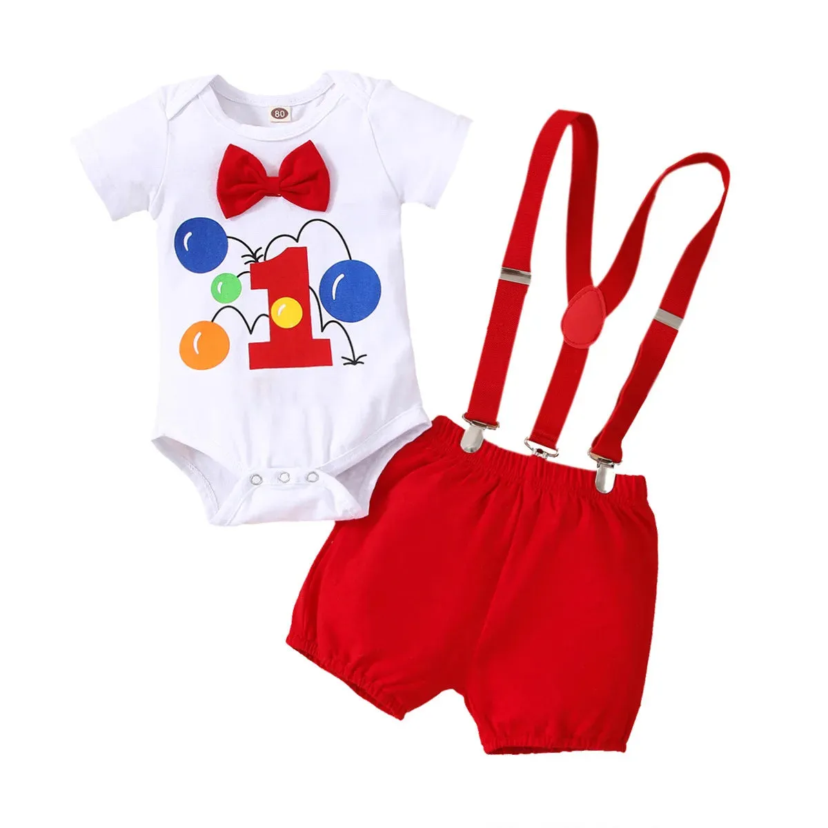 Baby Boy Balloons Cake Smash Birthday Outfits