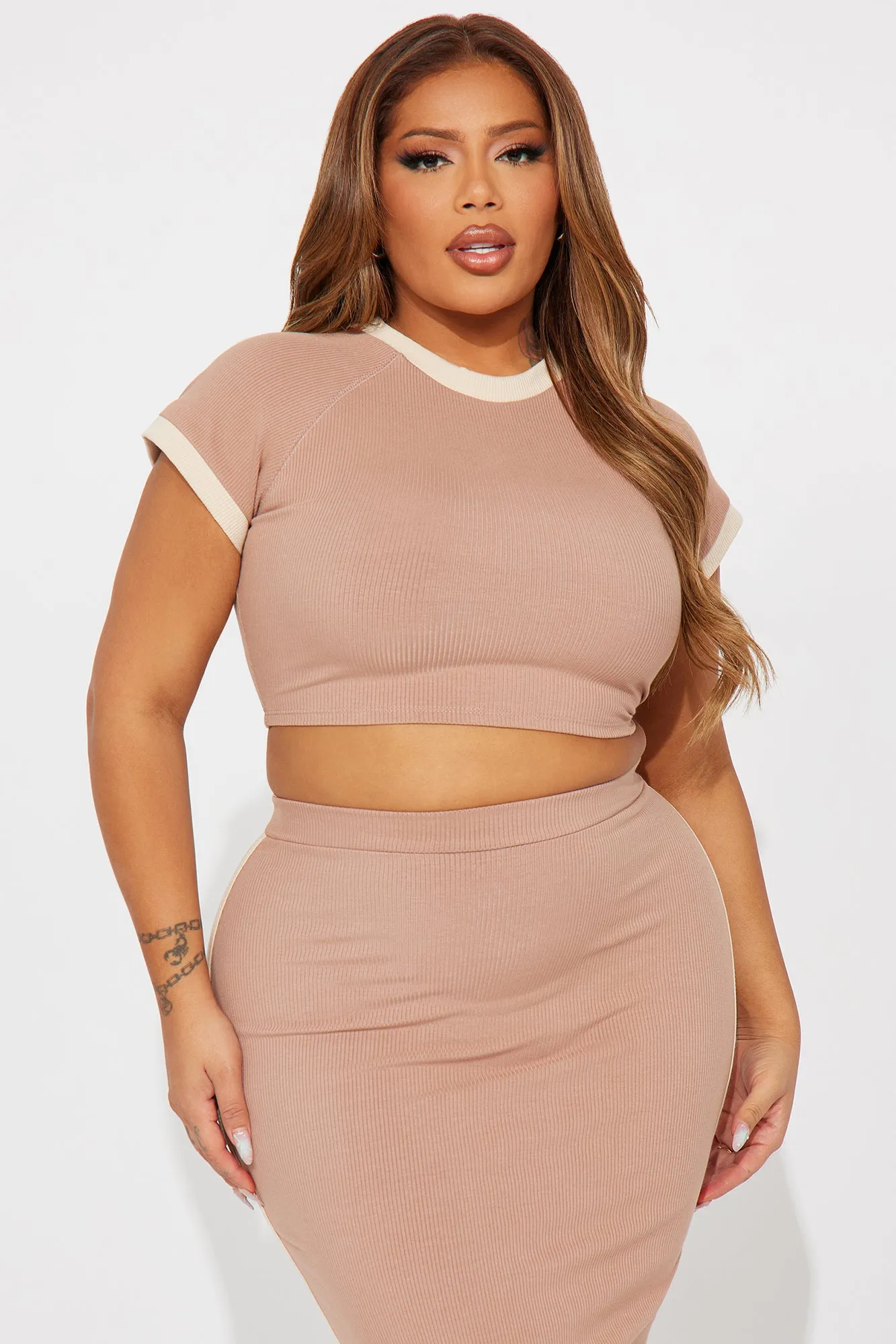 Belle Snatched Skirt Set - Mocha