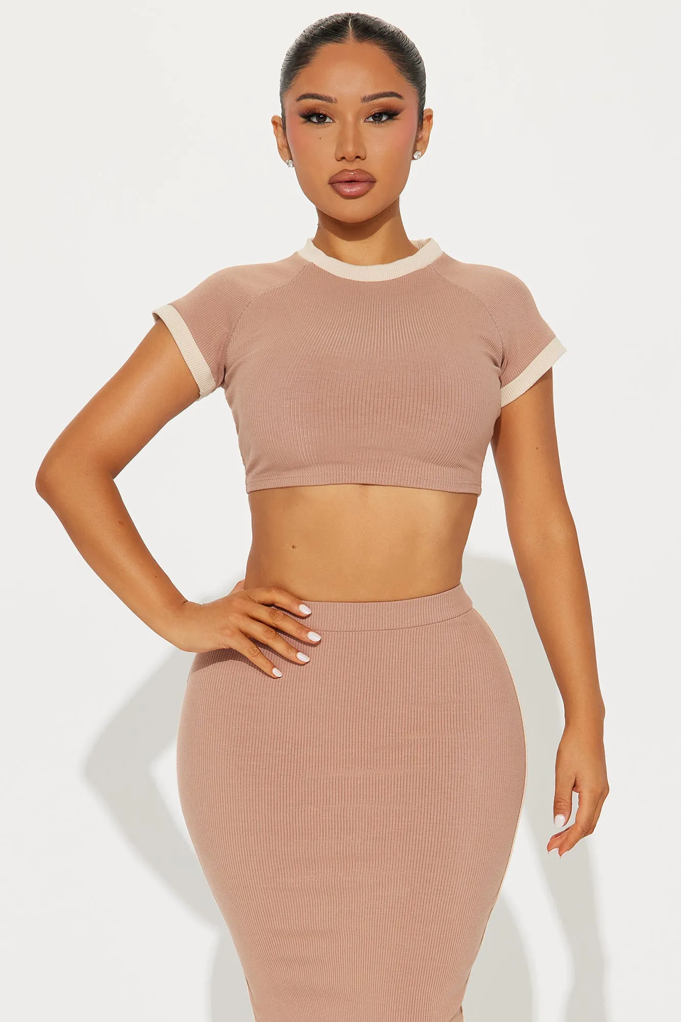 Belle Snatched Skirt Set - Mocha