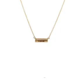 Buildon01, 14kt gold, 18in chain w loop at 16in, 2 bars one with pave one with laser or plain necklace