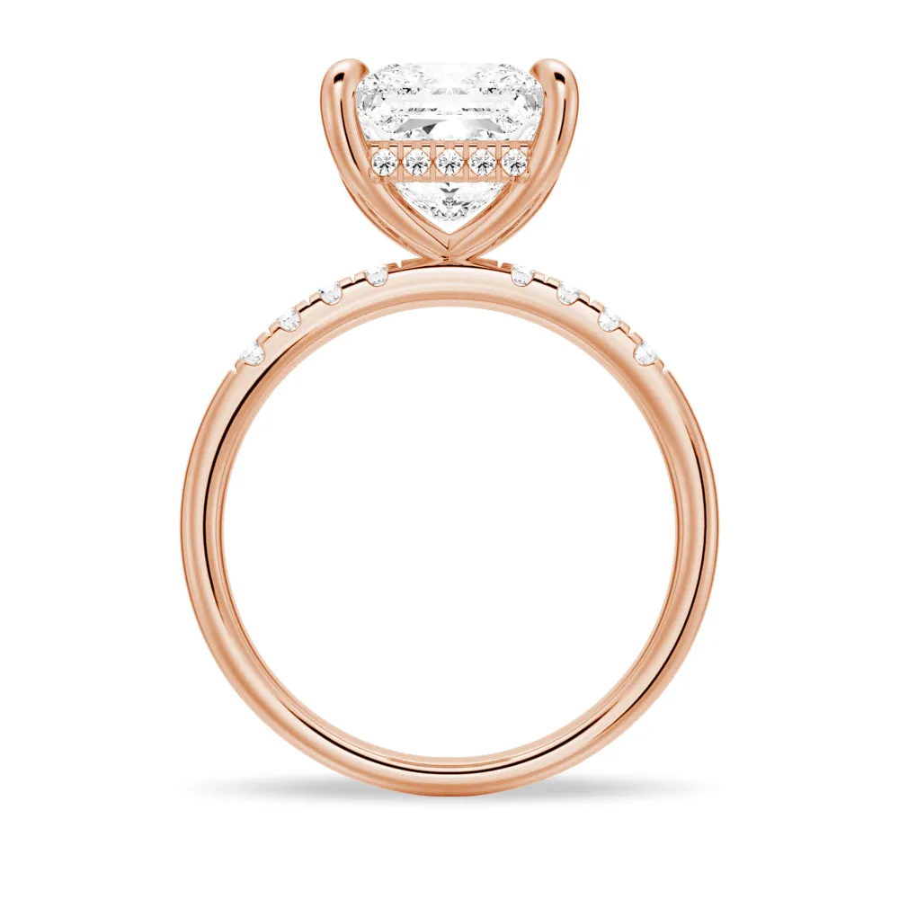 Classic Solitaire Princess Cut Engagement Ring With Hidden Halo