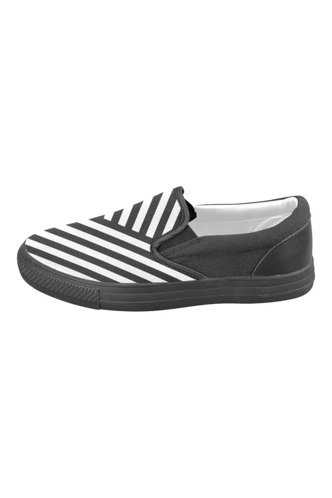 Classic Stripes Men's Unusual Slip-on Canvas Shoes (Model 019)