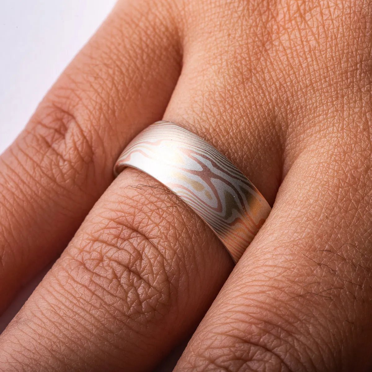 Classic Wedding Band in Fire Palette and Twist Pattern