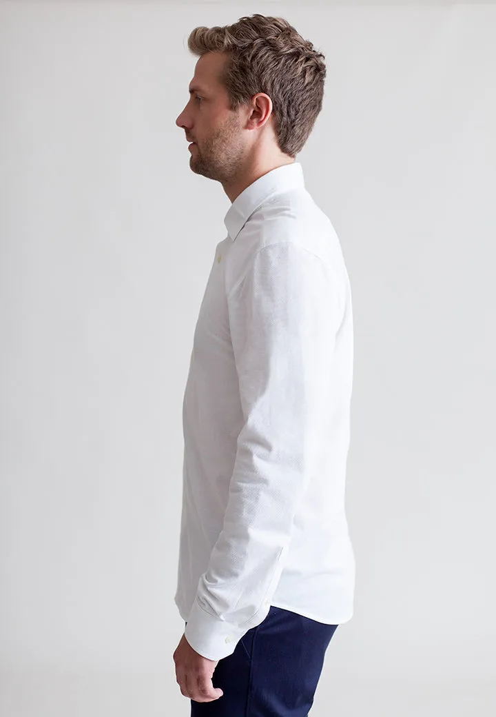 Classic White Long Sleeve Button Down Tech Shirt