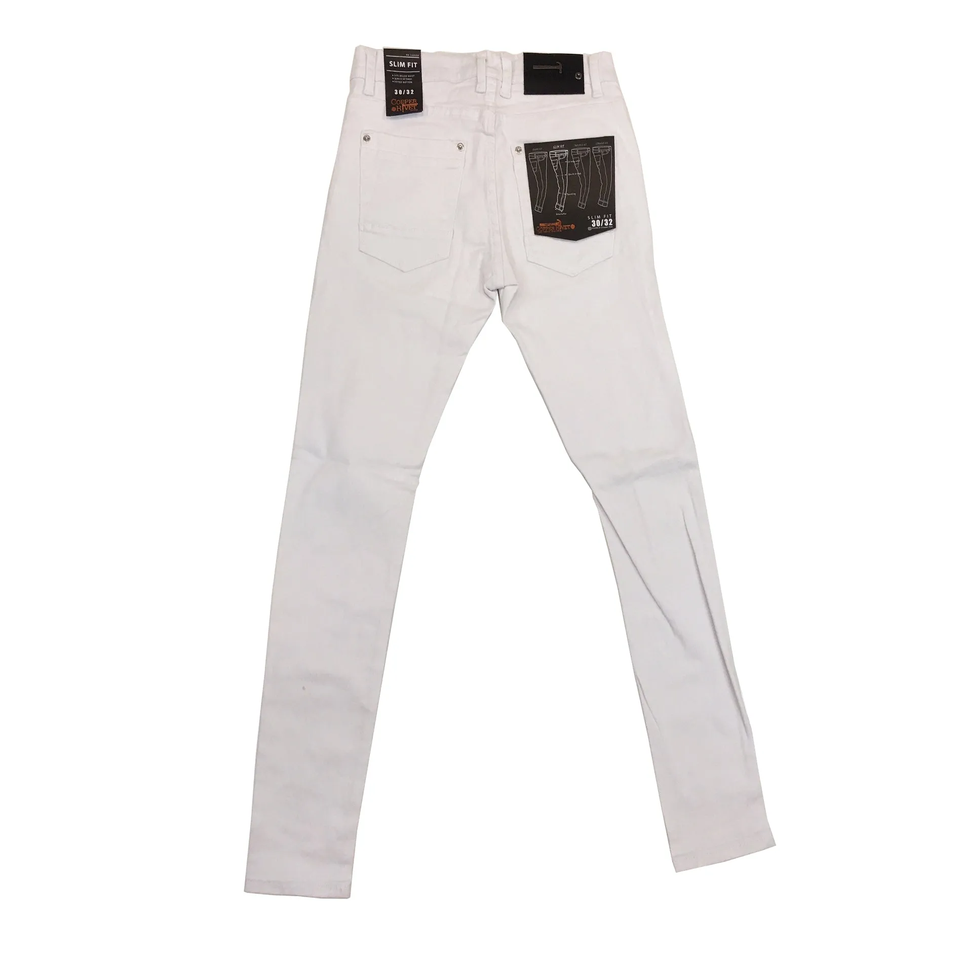 Copper Rivet Plain Slim Jean (White)