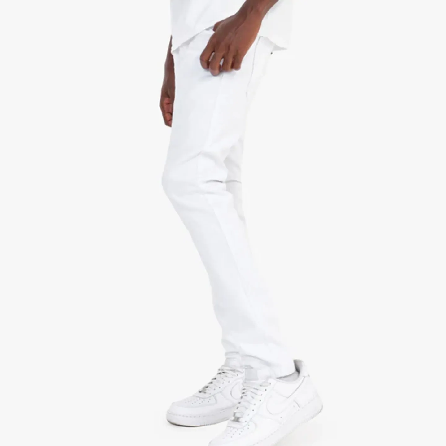 Copper Rivet Plain Slim Jean (White)