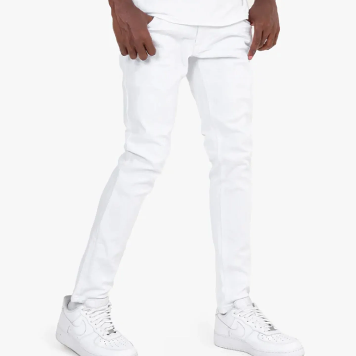 Copper Rivet Plain Slim Jean (White)