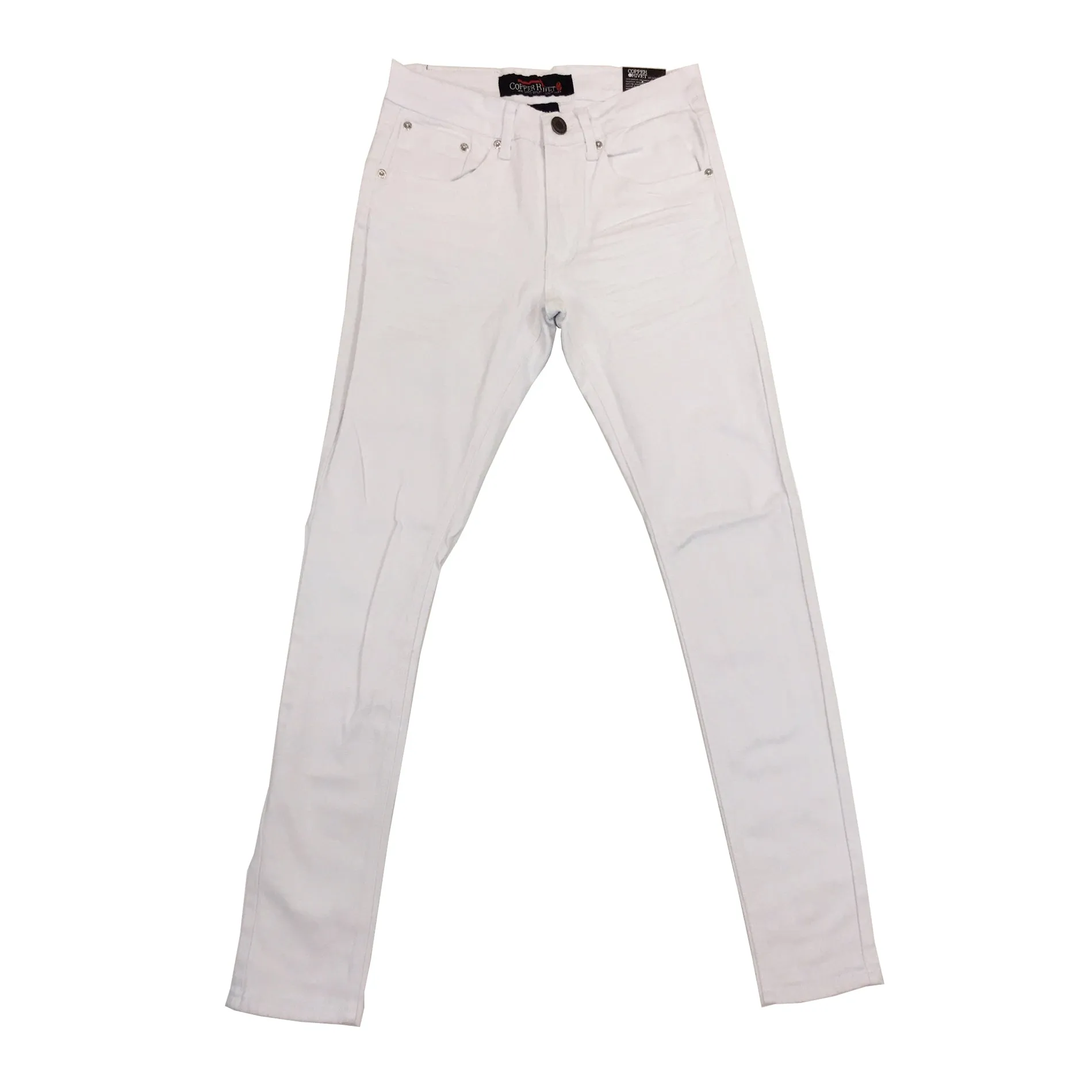 Copper Rivet Plain Slim Jean (White)