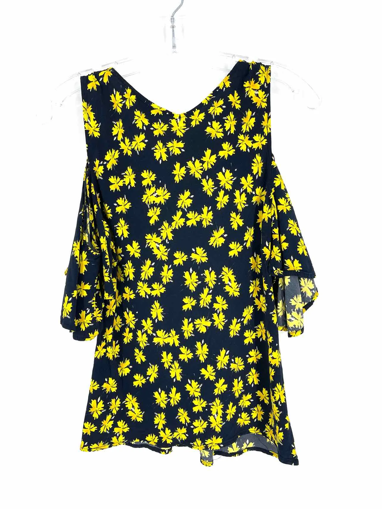 Derek Lam Collective Size XS/S? Navy/Yellow Cold Shoulder Top-Short Sleeve