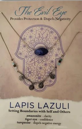 Evil Eye Necklace – Provides Protection & Dispels Negativity.Lapis Lazuli