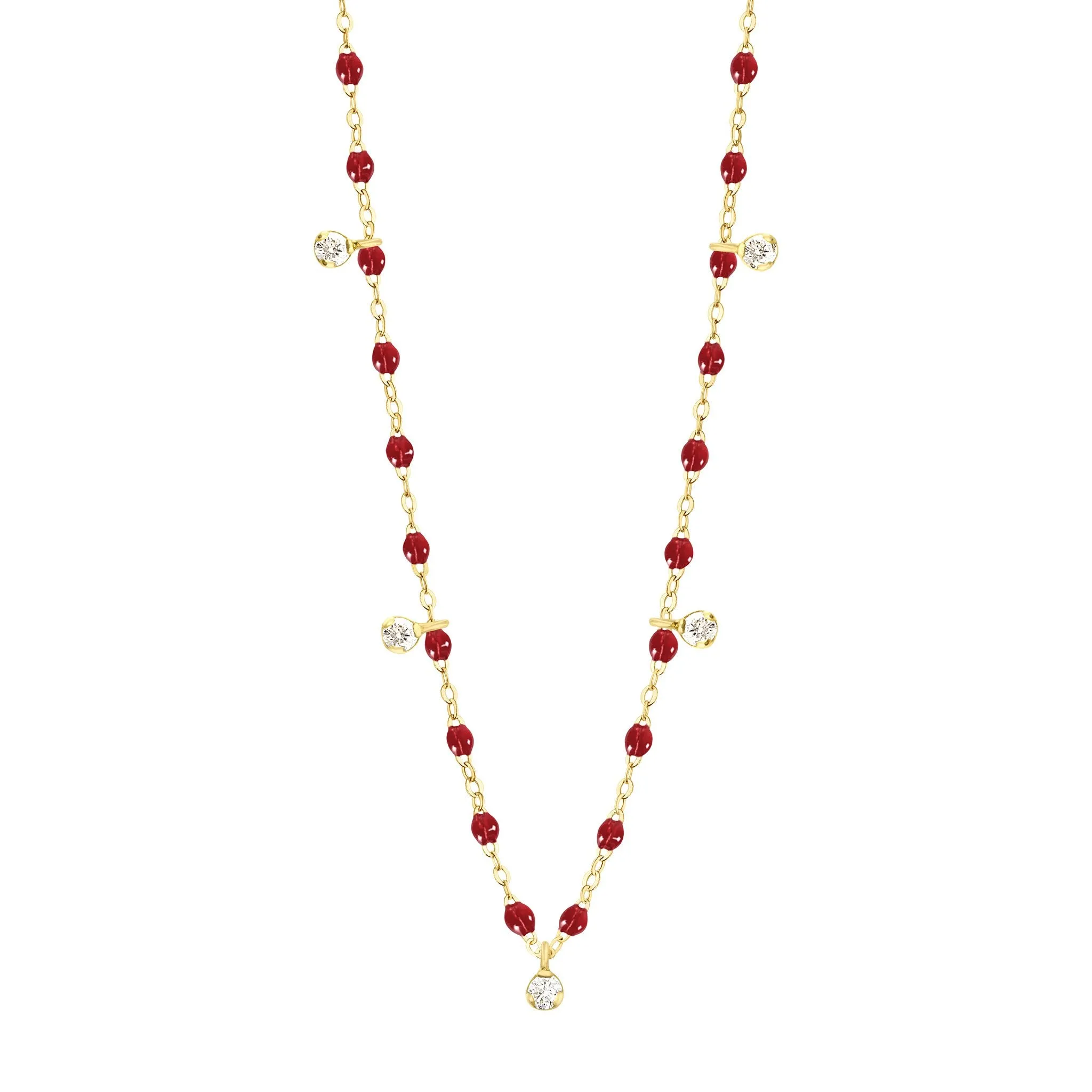 Gigi Supreme Classic 5 Diamond Necklace, Cherry, Yellow Gold, 17.7"