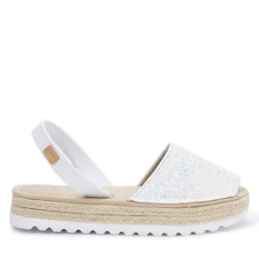 Glittery Platform Leather Menorcan Sandal For Women - A Double 1980R Strech