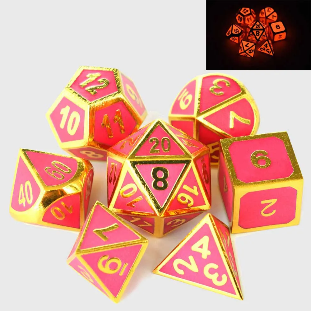 Glow in the Dark Metal Polyhedral Dice Set