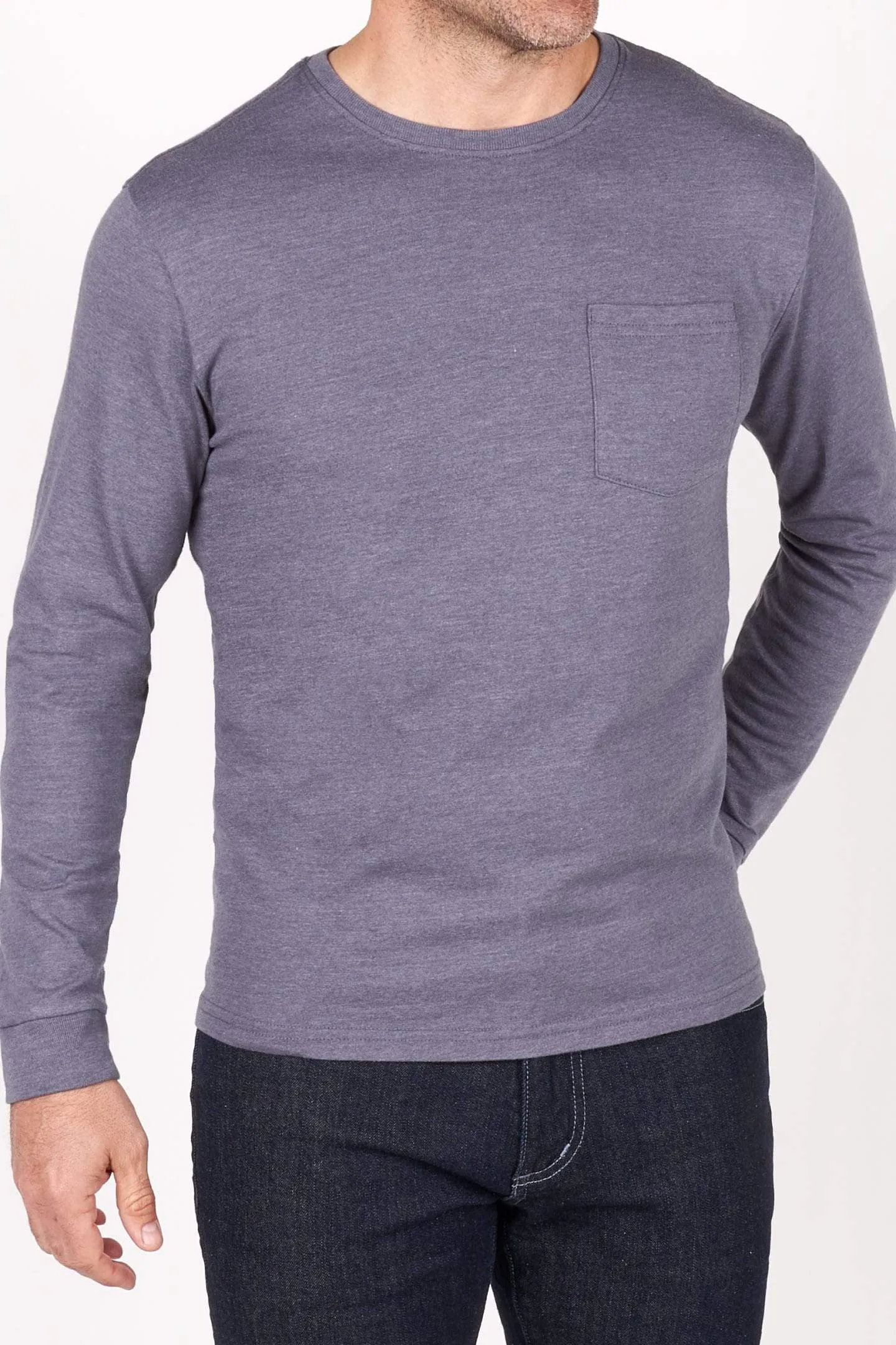 Heather Grey Long Sleeve Pocket Tee