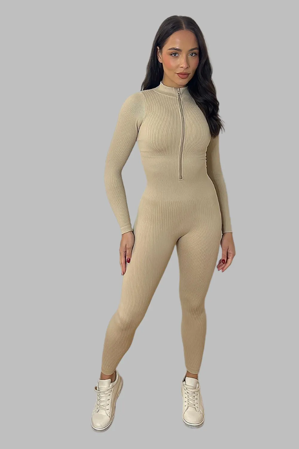 High Neck Zipped Front Sporty Onesie