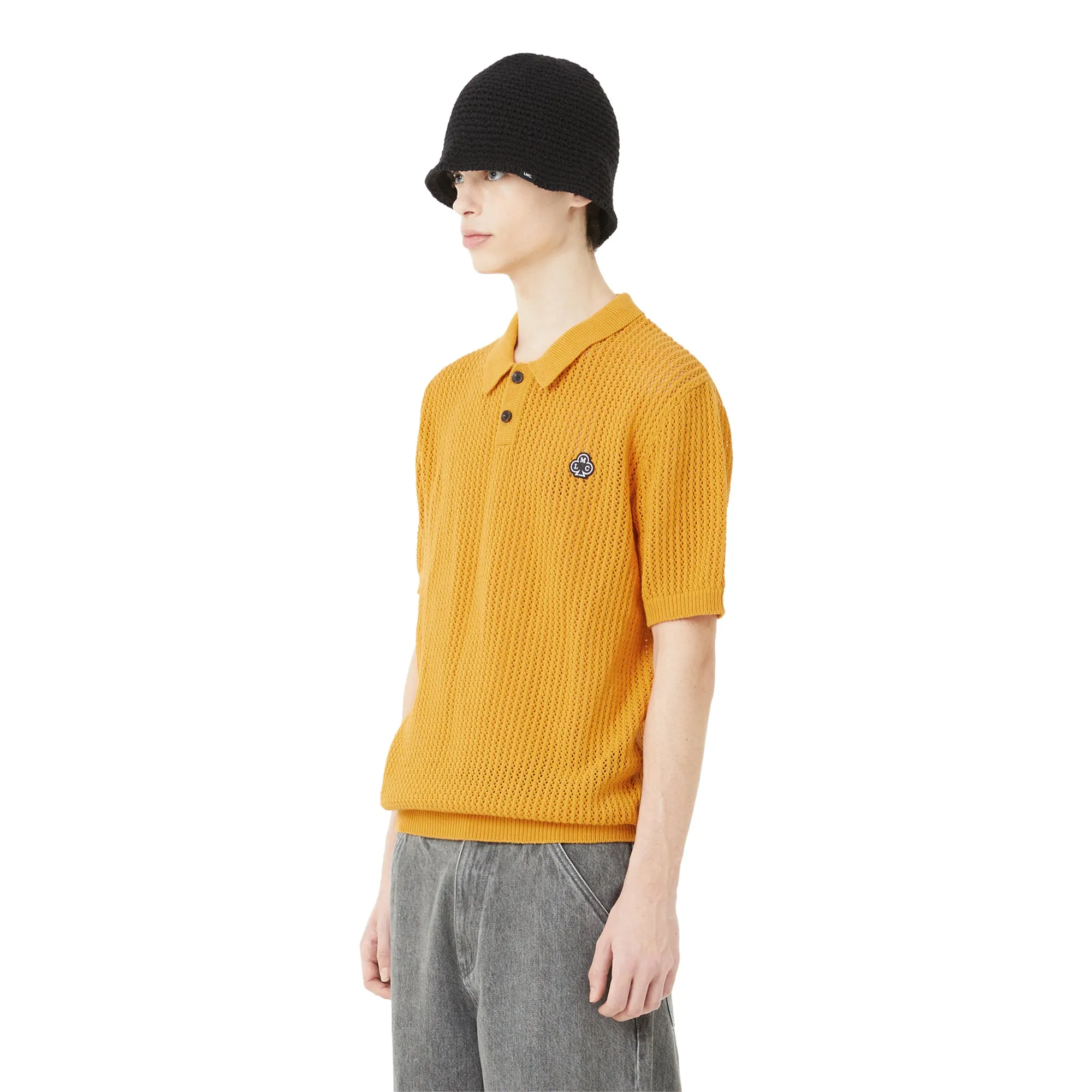 LMC Mens Mesh Knit Polo Shirt