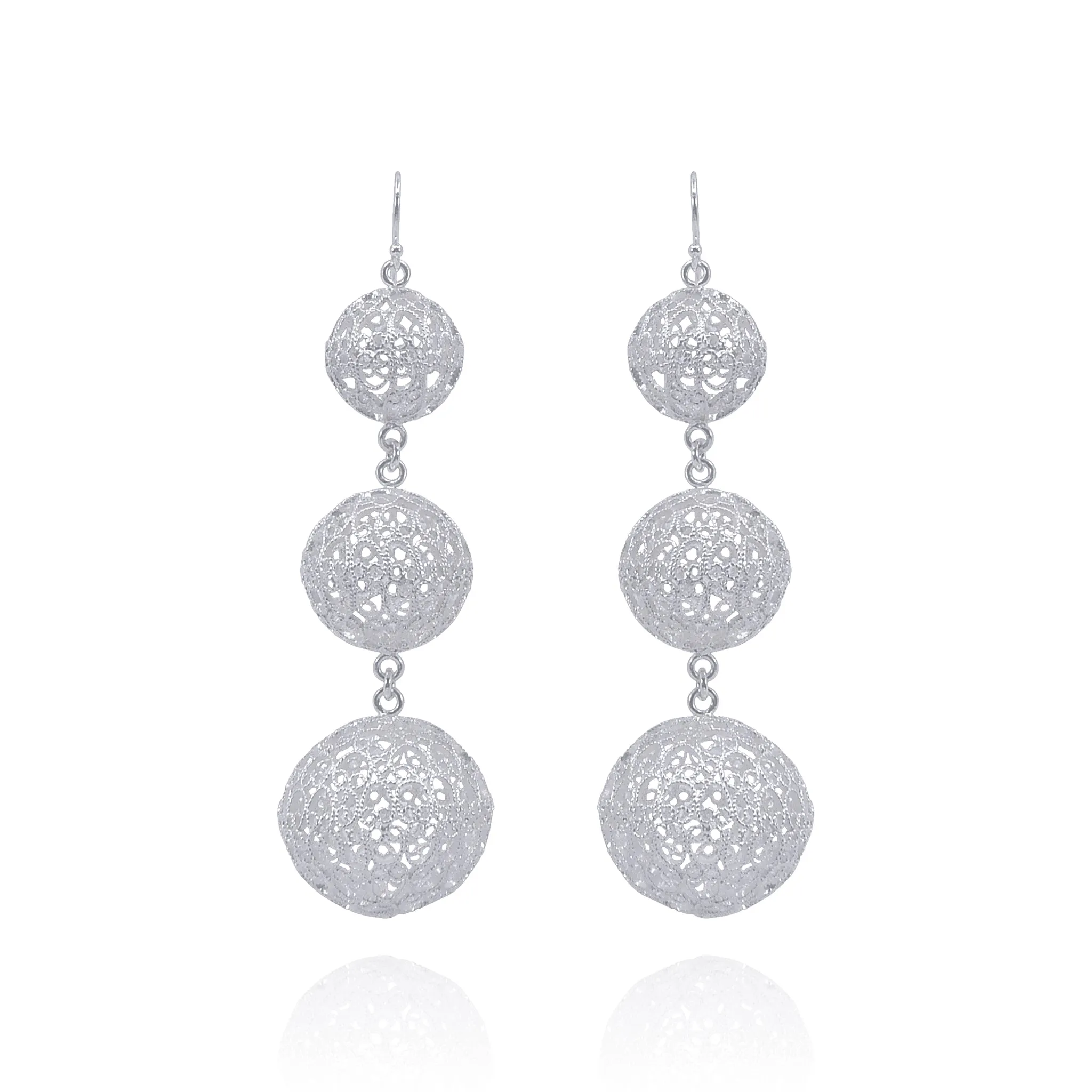 LUCRECIA SILVER LARGE STATEMENT EARRINGS FILIGREE