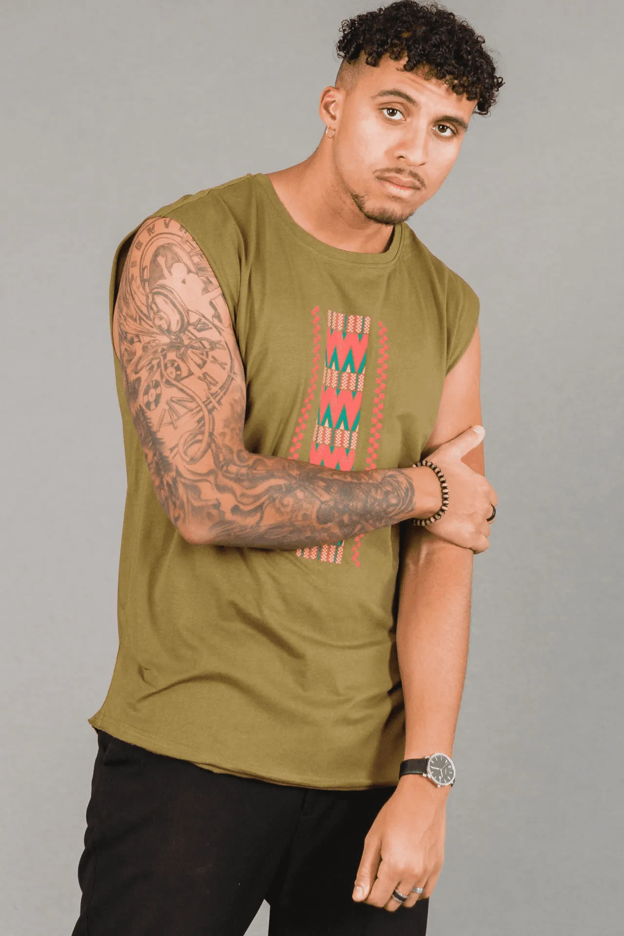 Mani Sleeveless Tee in Olive