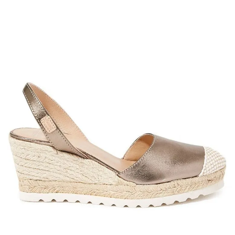 Metallic Closed Toe Leather Menorcan Espadrille For Women - Frida Micro 1924