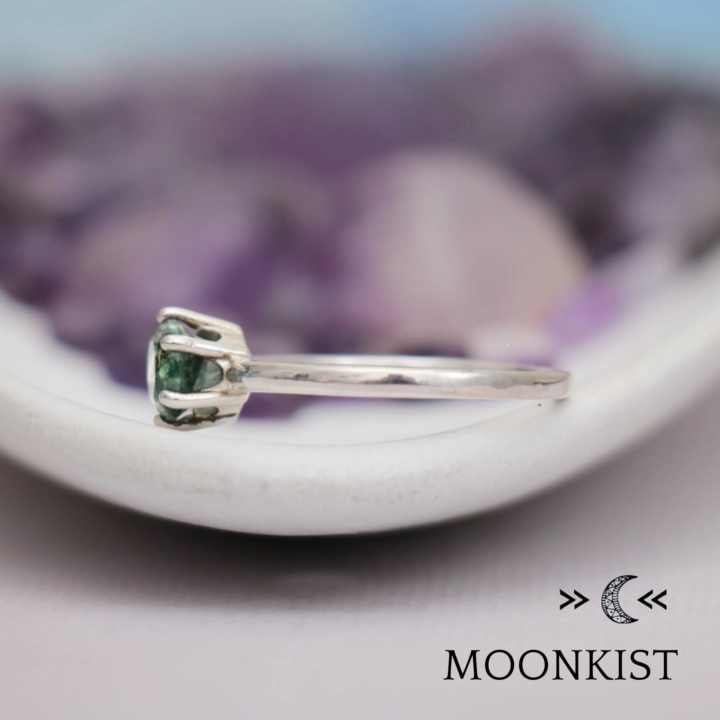 Natural Moss Agate Classic Solitaire | Moonkist Designs