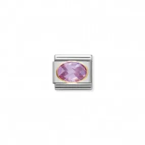 Nomination LINK COMPOSABLE CLASSIC ARGENTO CON PIETRA ROSA 030601/003