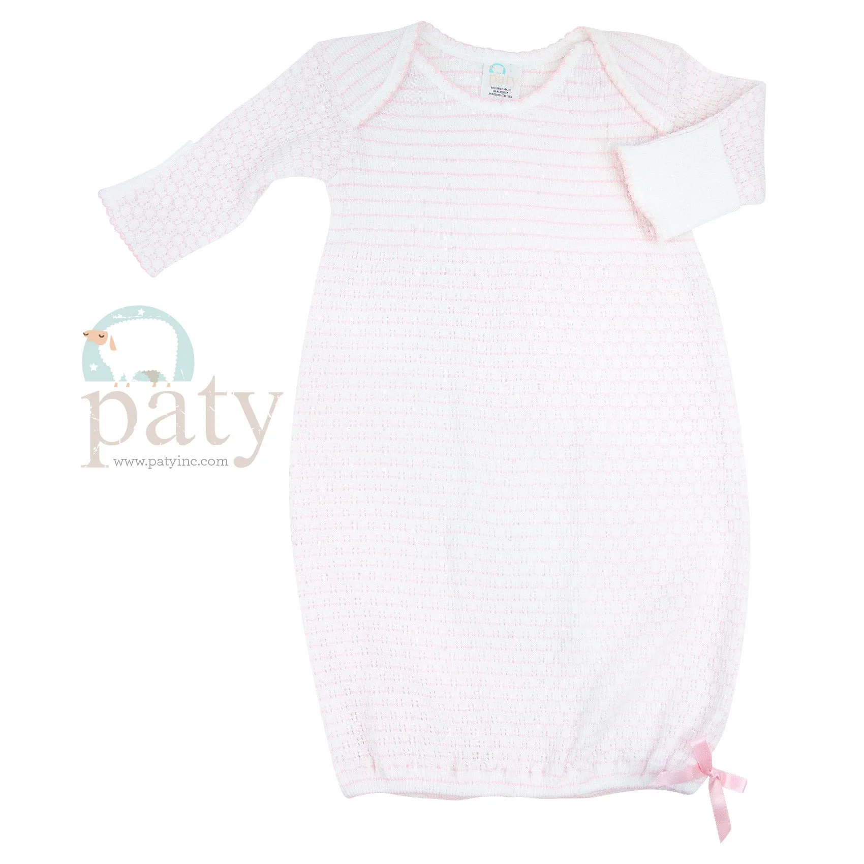 Paty - Lap Shoulder Gown - Pink Pinstripe