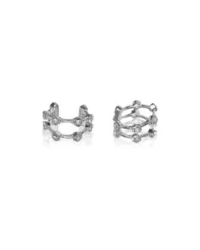 Pave Hex Ear Cuff - Silver