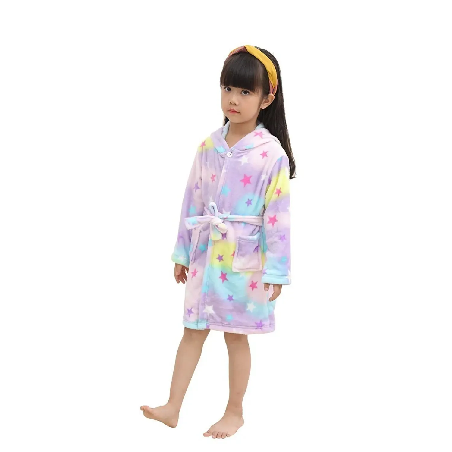 Rainbow Star Unicorn Kids Bathrobe