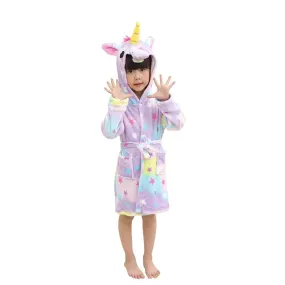 Rainbow Star Unicorn Kids Bathrobe