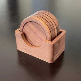 Set of 6 Walnut Wood Beverage Coasters