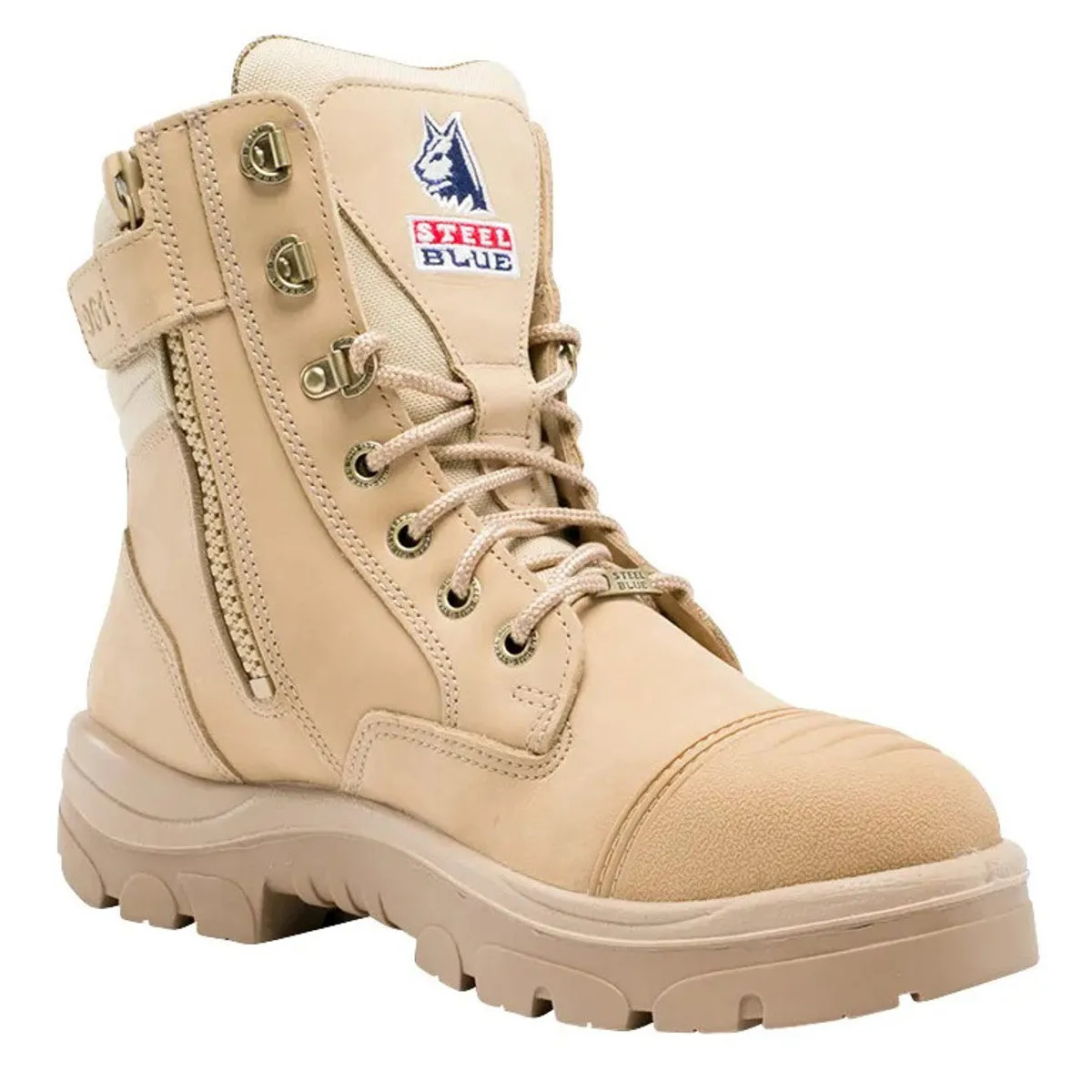 'Steel Blue' Men's 6" Southern Cross Zip Scuff EH Steel Toe - Sand (Wide)