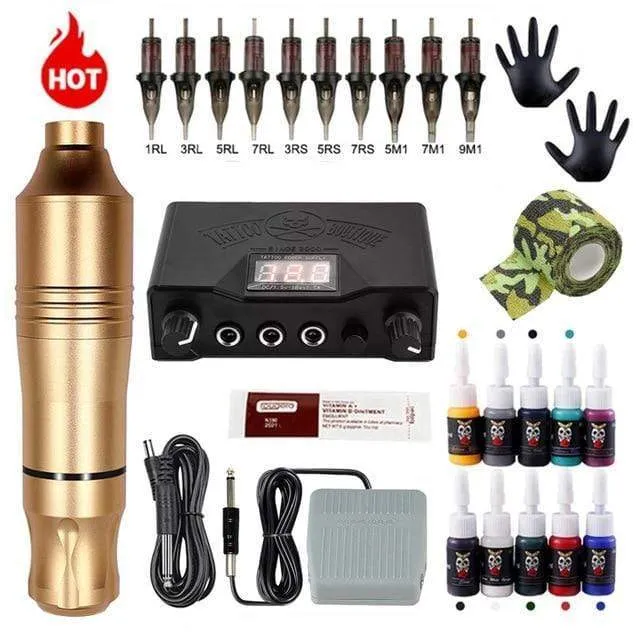 Tattoo Machine Kits Tattoo Power Supply Rotary Pen With Cartridges Needles Permanent Makeup Machine For Tattoo Beginners Artist