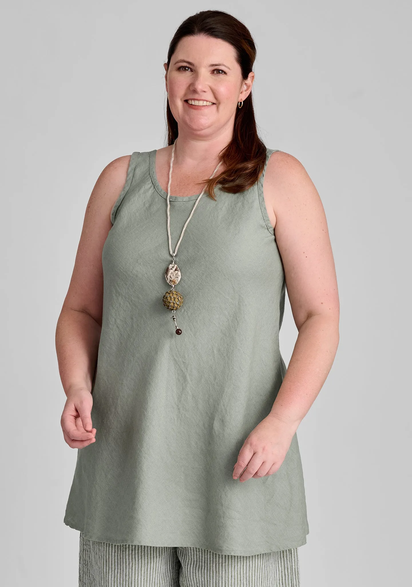 Two Way Bias Tunic - Linen Tank Top