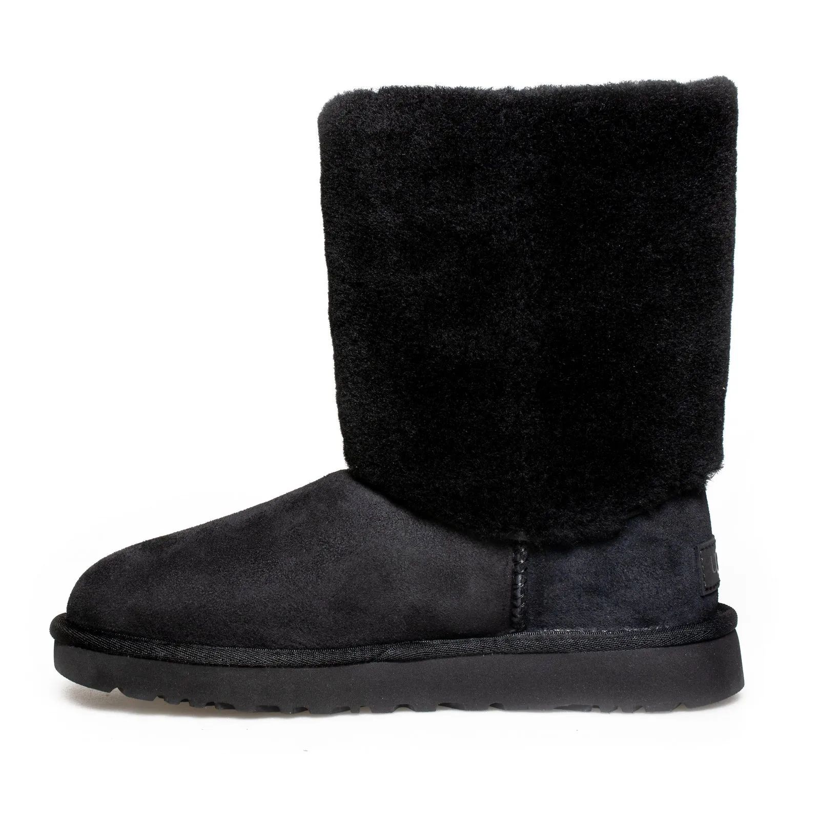 UGG Classic Short II Sherpa Cuff Black Boots - Women's