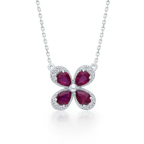 White Gold Ruby & Diamond Heirloom Pendant