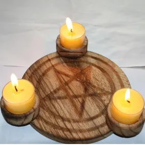 Wooden Pentagram Candle Holder